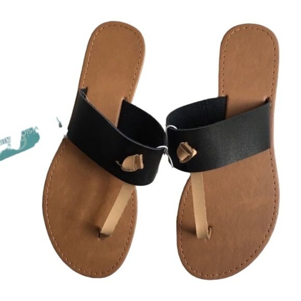 Envision Studio Black T-Strap Sandals New